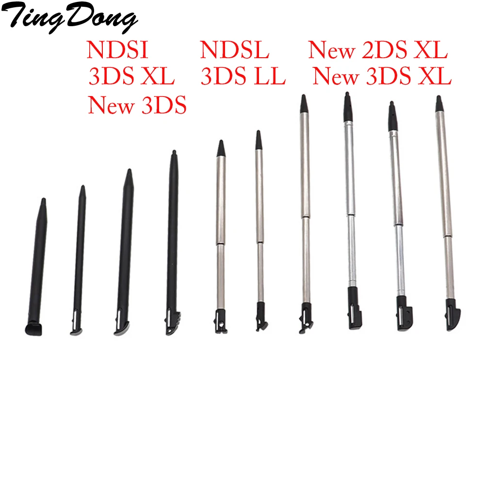 

black Plastic Stylus Touch Screen Metal Telescopic Stylus Pen for Nintendo 2DS 3DS XL LL New 2DS / 3DS LL XL For NDSL NDSi