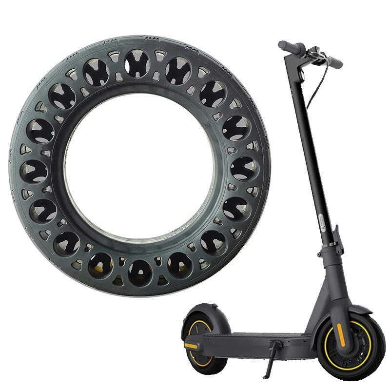 Neumáticos sólidos de goma de 10 pulgadas para patinete eléctrico Ninebot Max G30, amortiguador de panal, negro