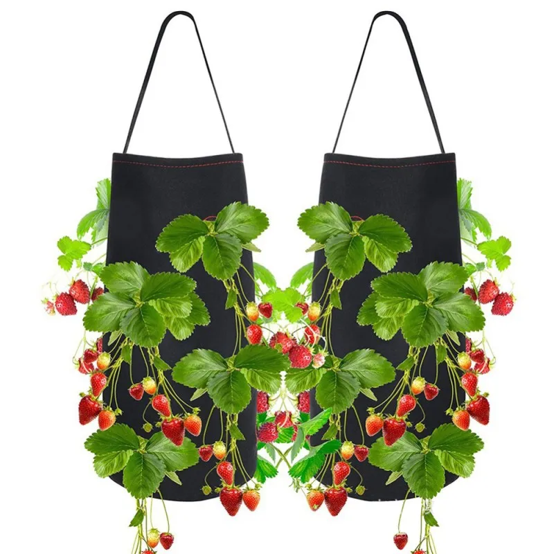 

Hanging Strawberry Planting Bag Home Garden Vertical Flower Vegetable Grow Bag Greenhouse Potato Mushroom Seedss Pots For Plants