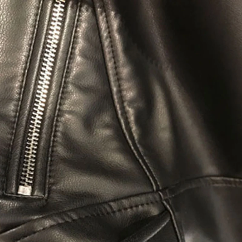 2024 New Autumn Winter Women Black Faux Leather Jacket Fashion Solid Zipper Biker Coat Female