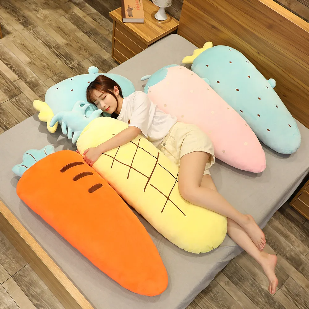 Kích Thước Lớn Sáng Tạo Quả Sang Trọng Dài Gối Nhồi Bông Cây Xương Rồng Dâu Cà Rốt Dứa Sang Trọng Đồ Chơi Ngộ Nghĩnh Tặng Sofa Miếng