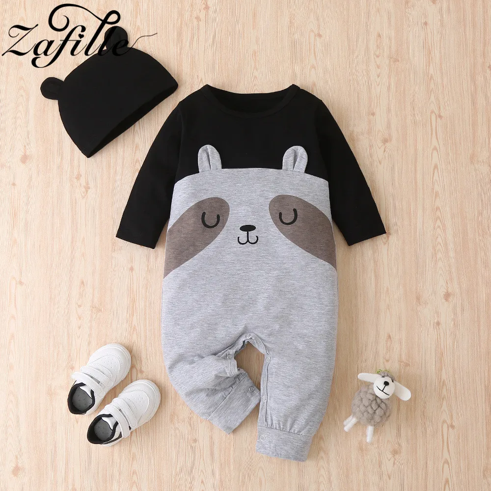 ZAFILLE Animal Baby Romper and Hat Cartoon Shy Bear Baby Clothes For Newborns Boys Baby Summer Jumpsuits Crawlers For Kids Girls