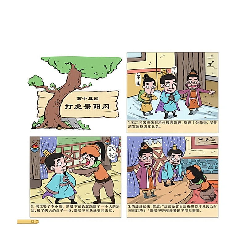 4pcs/set Chinese Classic story book easy version lovely Comic book for kids children: Journey to the West,Three Kingdoms