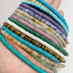 Natural Stone Bead Agat Flat Tiger Eye Lapis Bead 2x6mm Loose Spacer Beaded DIY For Jewelry Making Handmade Accessories Finding
