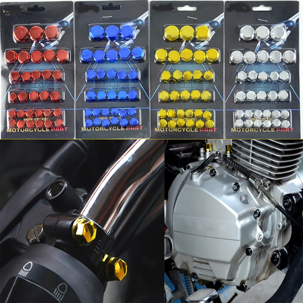 Motorcycle 30pcs Chrome Plating Plastic Screw Nut Cover Cap Nut Bolt Decoration Cover For Yamaha Kawasaki Honda Harley Suzuki