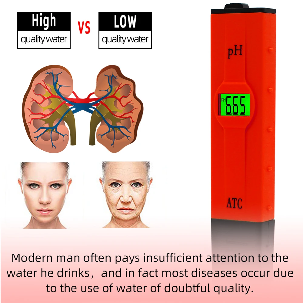 Hight Accuracy PH Meter Backlight Water Quality Tester PH Test Pocket Pen Water Detector for Drinking Water Pool