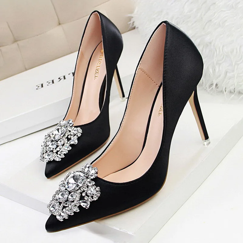 BIGTREE-Escarpins à Talons Hauts pour Femme, Chaussures de Mariage Sexy, Strass Luxueux, Stiletto, ix, Femme