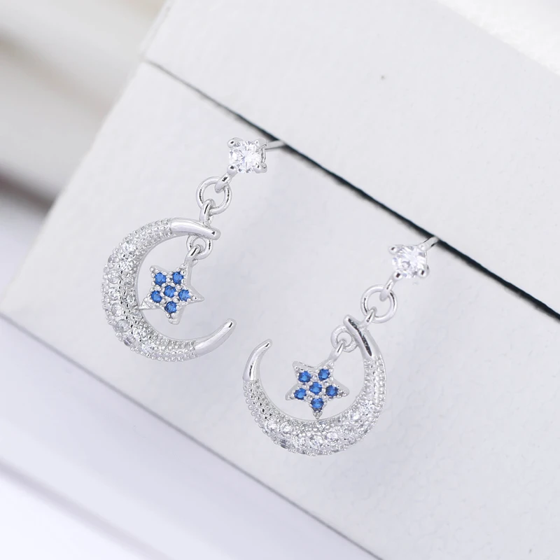 REETI-pendientes de plata esterlina 925 para mujer, aretes de estrella y Media Luna, nueva tendencia, joyería de moda para mujer 2018