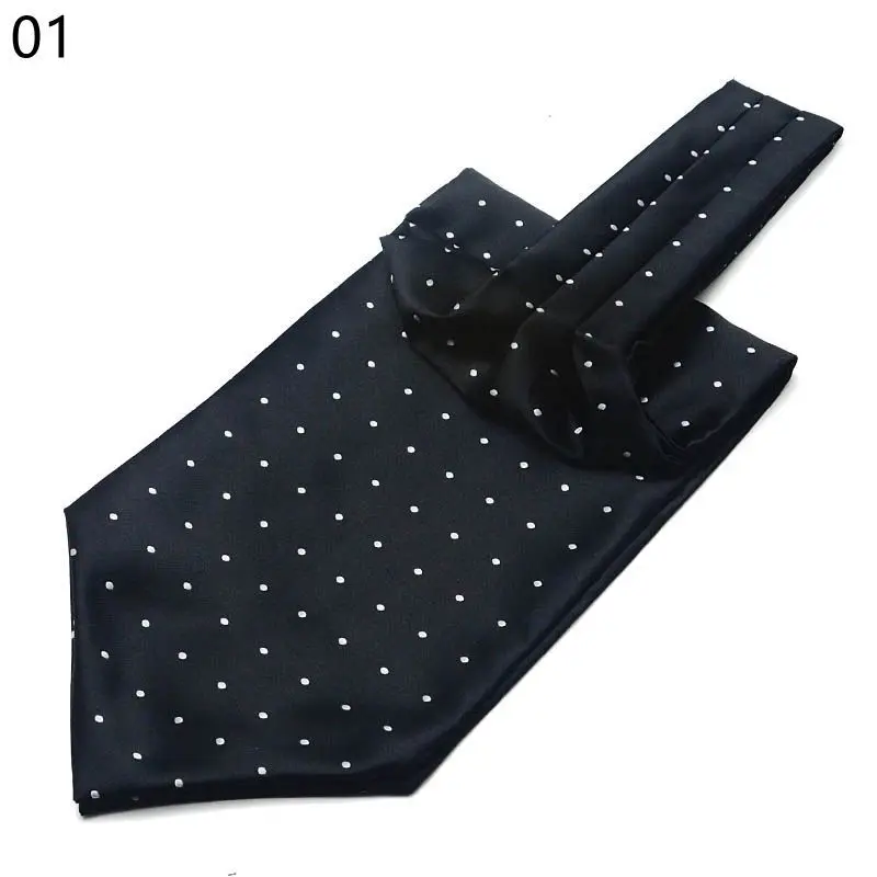 Mannen Vintage Polka Dot Bruiloft Formele Das Ascot Zelf Britse stijl Gentleman Polyester Zijde Paisley Stropdas Pak Bruiloft