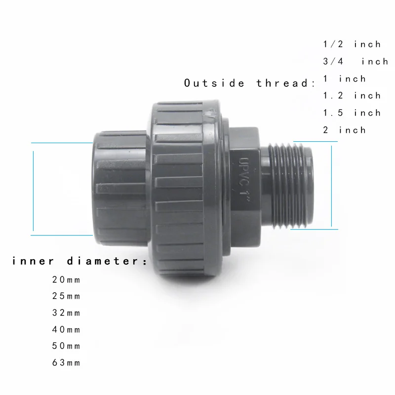 Gwint męski unii fajka wodna złącze plastikowa rurka Adapter nawadnianie ogrodu armatura 1 sztuk