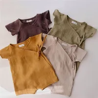 Linen Cotton Baby Boys Rompers Summer Infant Baby Bodysuit Casual Newborn Girls Jumpsuit Toddler Boys Bodysuit Overalls 0-24m