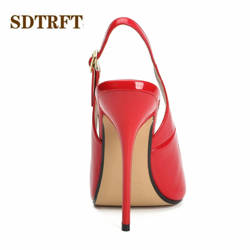 SDTRFT Slingbacks shoes woman 14cm thin heels zapatos mujer Crossdresser Peep Toe Pumps casual Stilettos Summer Sexy SM Sandals