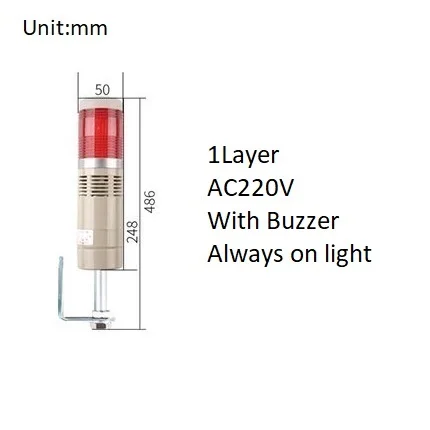 Industriële Multilayer Veiligheid Stapel Alarm Lamp Side Opknoping Led Signaal Toren Waarschuwingslampje DC12V/24V AC110V/220V Met Zoemer