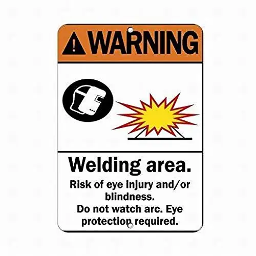 

8x12 Warning Sign Warning Eye Protection Required Welding Area Risk Eye Injury Sign Tin Metal Sign Street Sign