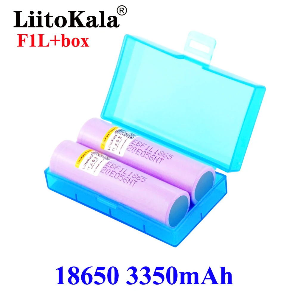 LiitoKala F1L Original 3.6V 18650 INR18650  3350mAh 3400mah 4.2V Cut Off Rechargeable Battery For Flashlight batteries box