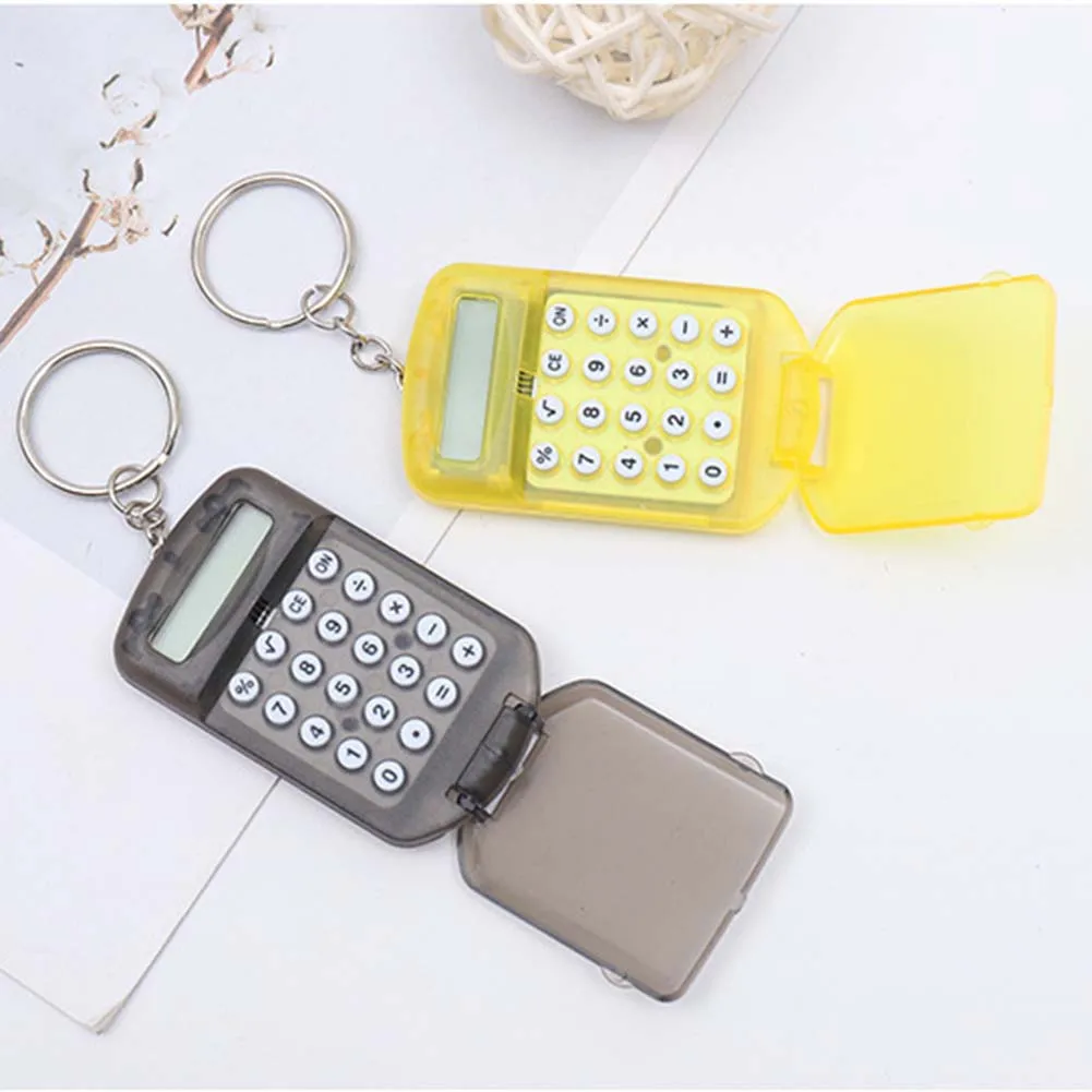 New Hard Plastic Casing Digits Electronic Cartoon Mini Card Calculator Keychain Cute Portable Women Men Keyring Jewelry