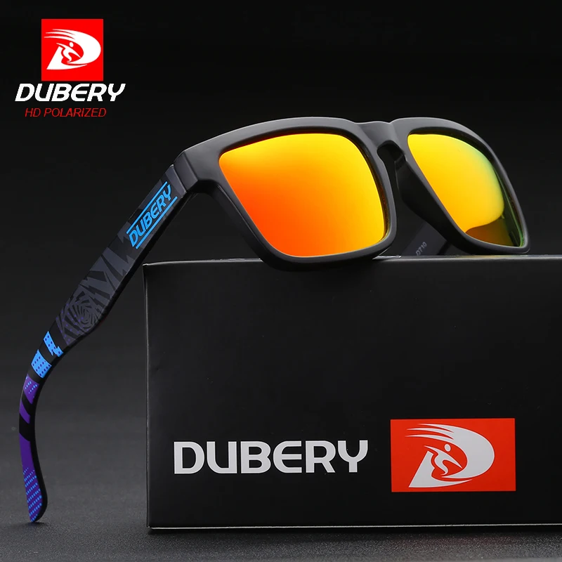 

DUBERY Trendy Men's Sunglasses Square Polarized UV400 Sun Glasses Fashion High Quality Safety Travel Shades Sunglass With Box