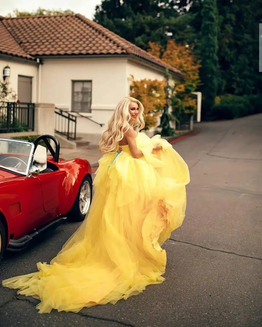 Vestidos de gala de tul con los hombros descubiertos para mujer, vestidos de fiesta formales de corte en A para vestidos de novia para mujer