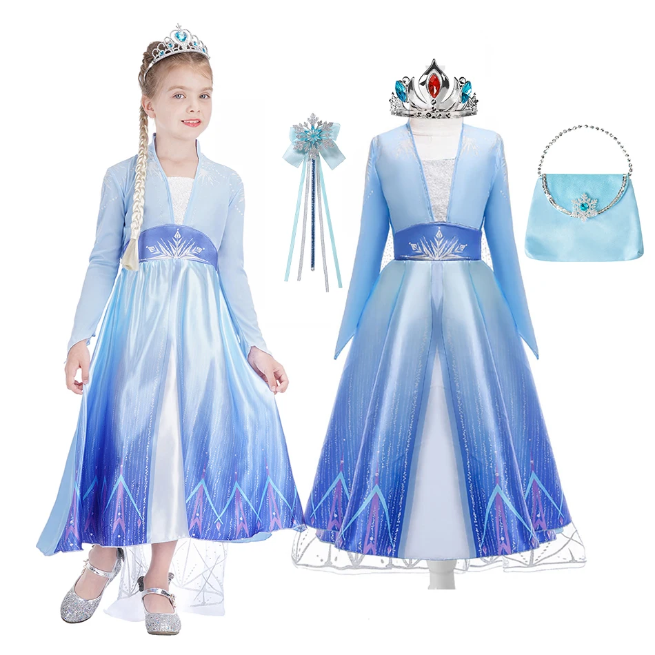 

Kidswant Elsa Costume Girls Snow Queen Cosplay Birthday Party Gown Elegant Long Sleeve Mesh Dress Kids Outfits