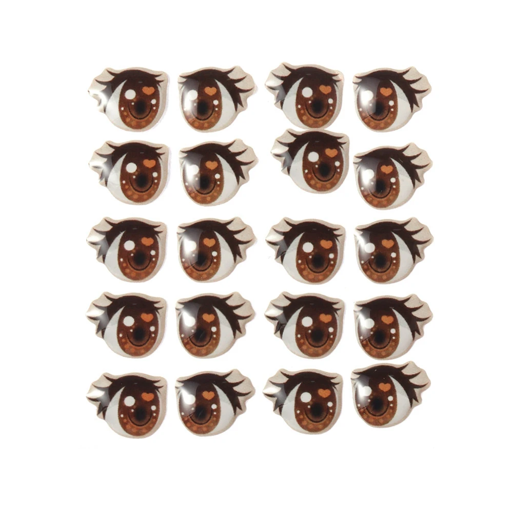 10Pairs Cute Cartoon Eyes Stickers Anime Figurine Doll Face Organ Paster Long Eyelashes Eyes Clay Decals DIY Doll Accessories