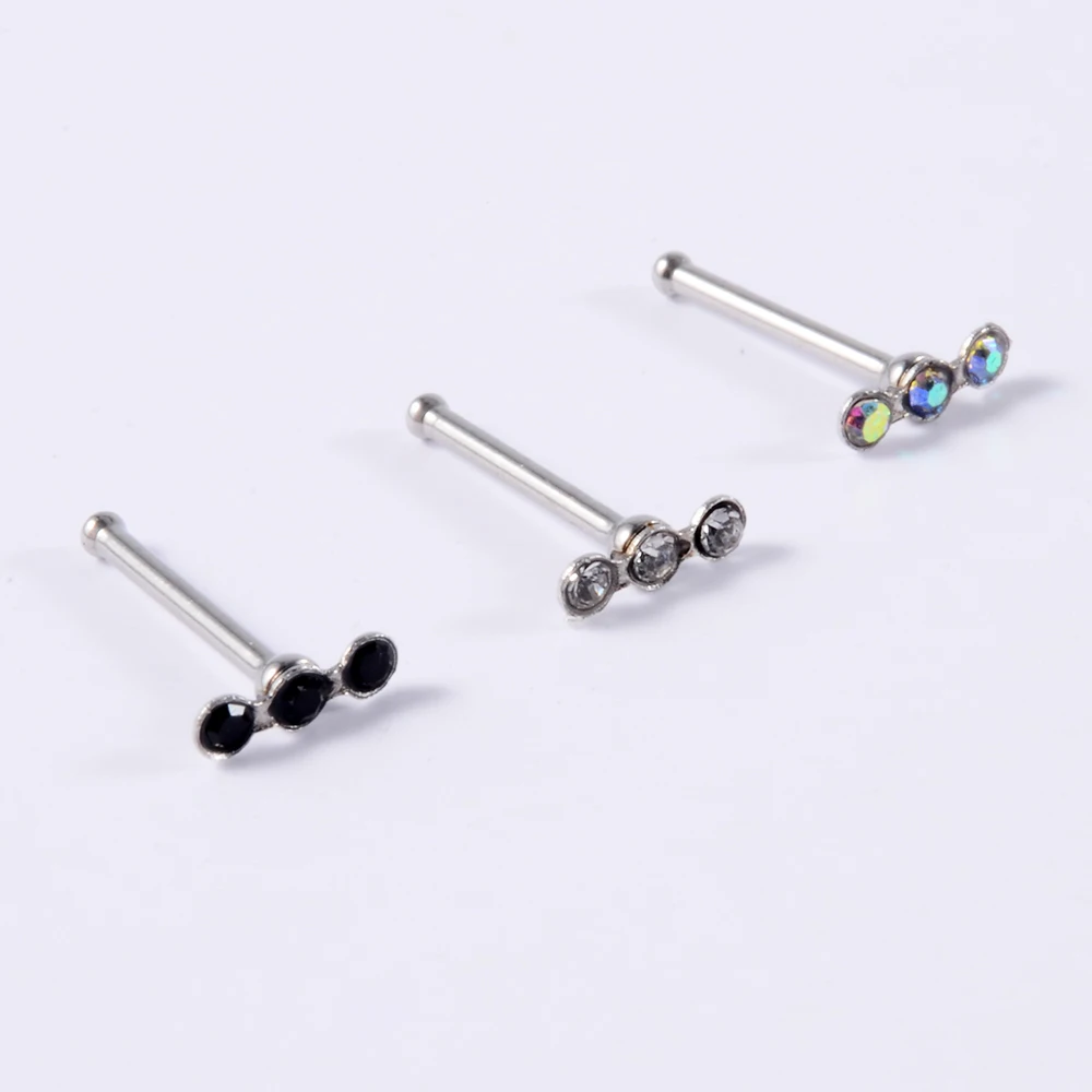 1Pc 20G Steel Nose Studs Screw Ring Body Piercing Nose Ring Crystal Nostril Jewelry Ear Tragus Cartilage Daith Helix Earring