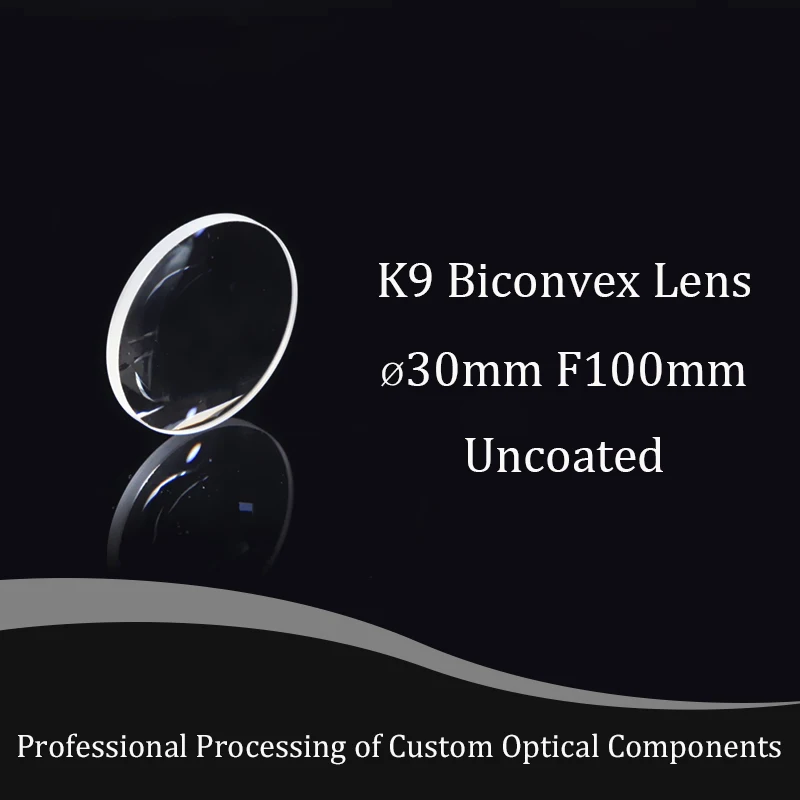 Optical Glass K9 Optics Double Convex Mirror 30mm Diameter 100mm Focal Length Projector Lenses Physics Experiment Teaching Tool