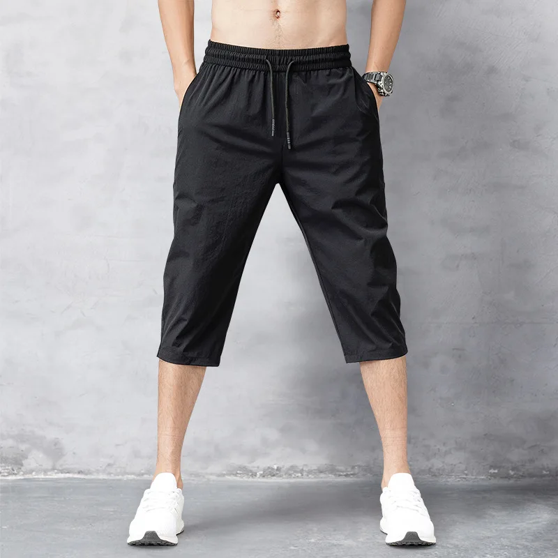 Male Bermuda Board Quick Drying Beach Black Men\'s Long Shorts Men\'s Shorts Summer Breeches 2022 Thin Nylon 3/4 Length Trousers