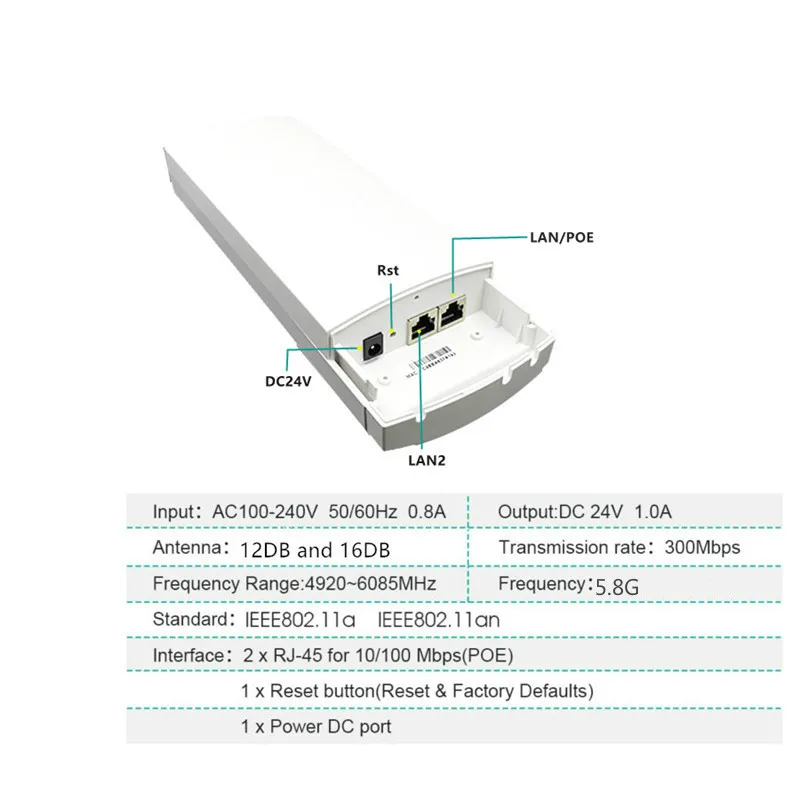 9344 9531 Chipset Wifi Router Wifi Repeater Lange Bereik 300Mbps 5.8G3KM Outdoor Ap Router Cpe G Bridge Client Router repeater