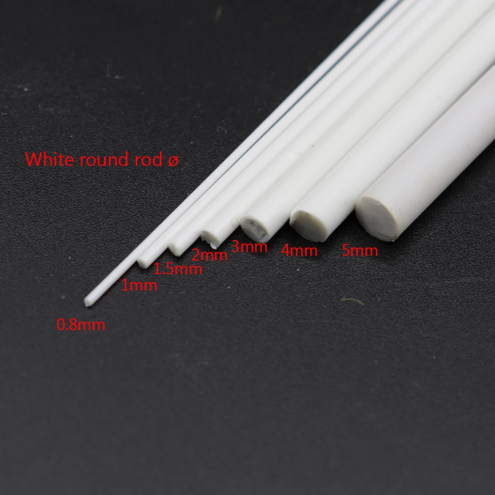 

0.8-5MM Wite Round Stick ABS Plastic Model Round Stick Length 50CM Sand Table DIY Diorama Landscape Architecture Train 100PCS