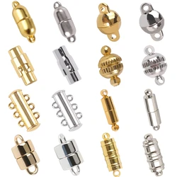 Stainless Steel Strong Magnetic Clasps Fit Bracelets Necklace Rhodium End Clasp Connectors for Makings Leather Bracelet Jewelry