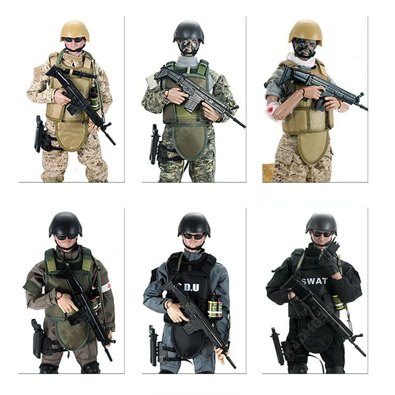 1/6 Special Forces Soldiers BJD Military Army Man SWAT Team Collectible Doll with Weapons Action Toy Figure Set for Boy