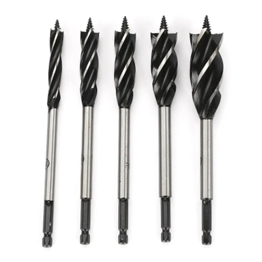 Gỗ Hỗ Trợ Mũi Khoan 4 Khe Cắm 4 Cánh Gỗ Mũi Lục Giác Tay Cầm Reaming Khoan Lỗ Mở 10-35Mm Tiều Phu