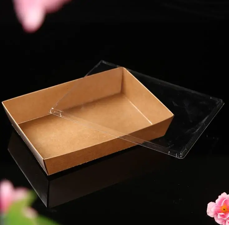 

Disposable Kraft Paper Dinner Food Boxes with Clear Lid Take-out Fast Food Packaging Salad Fried Food Wrapping Tools SN1365