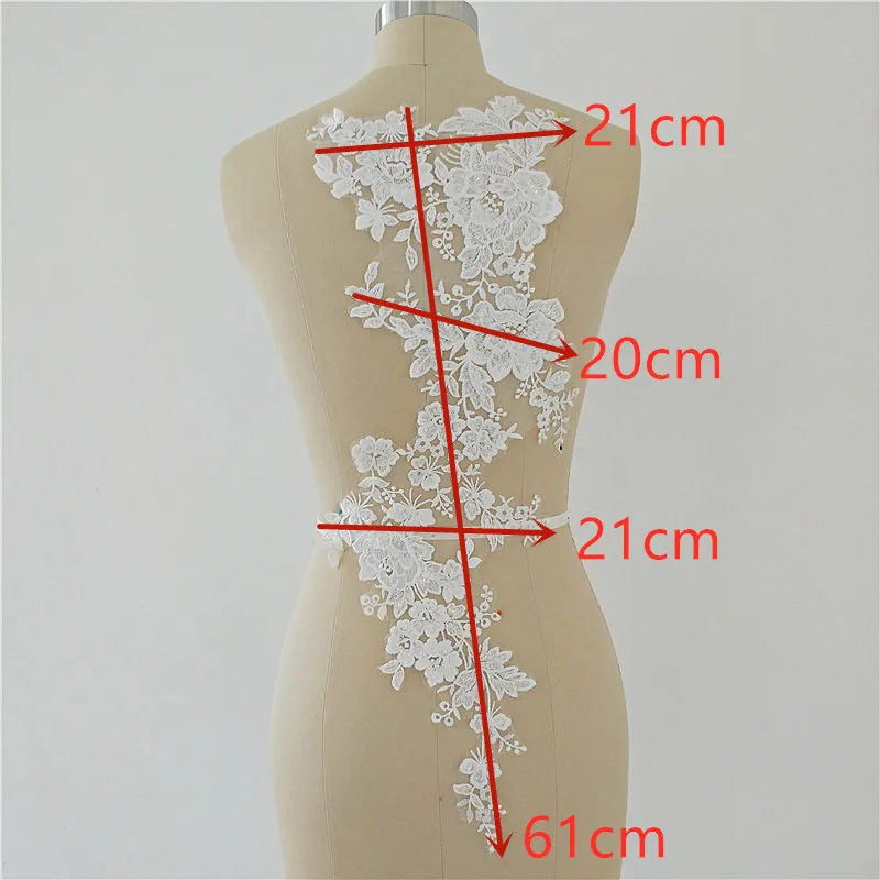 long Lace patch  Embroidered Applique Lace  Medallions lace flowers  DIY Bridal Dress lace