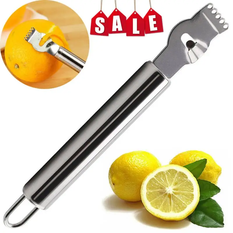 Stainless Steel Lemon Zester Grater With Channel Knife And Hanging Loop Orange Citrus Fruit Grater Peeling Knife Kitchen Bar