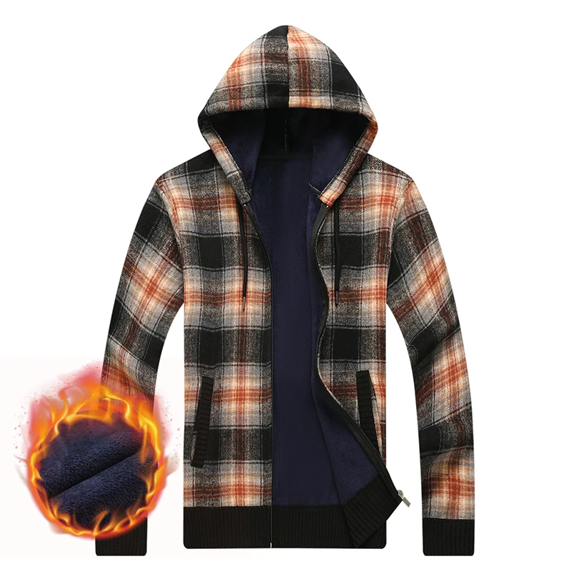 Chaqueta informal de terciopelo grueso con cuello de béisbol de lana para hombre, cárdigan a cuadros con capucha, abrigos, ropa de alta calidad,