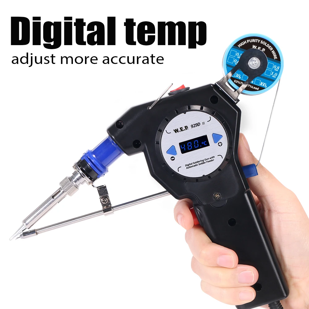 WEP 929D-II Automatically Send Tin Gun Station One-handed Soldering Digital Display Soldering Iron Welding Repair Tools