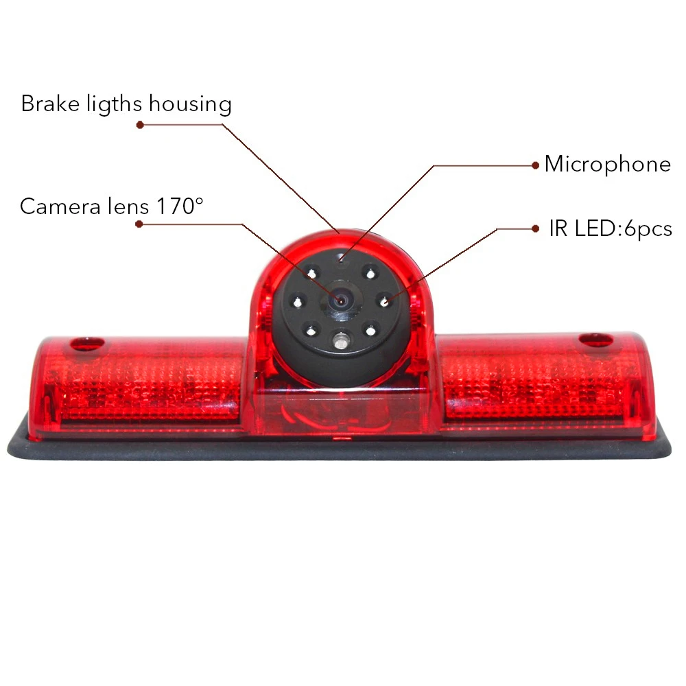 E9 HD 720p 3rd Brake Light Stop Lights Rearview Night Vision Backup Camera for Nissan NV 1500 2500 3500 NV Cargo van Transporter