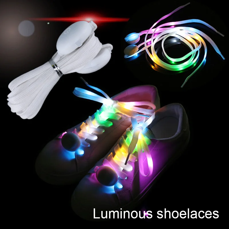 New LED Sport Shoe Laces Luminous Shoelaces Glow Shoe Strings Round Flash Light Shoelaces No Tie Lazy Shoe Laces Party Decor 15