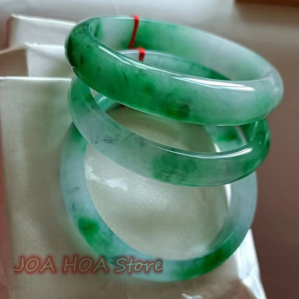 Perfect Jadeite Bracelet Natural High Ice Fluttering Green Flower Bangle Emerald Jade Handring Elegant Ladies Women Jewelry