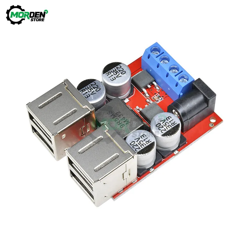 DC-DC Vehicle Charging Board 8V-35V to 5V 8A DC-DC Power Supply Depressurization Module 4 Port USB Output Mobile Charger