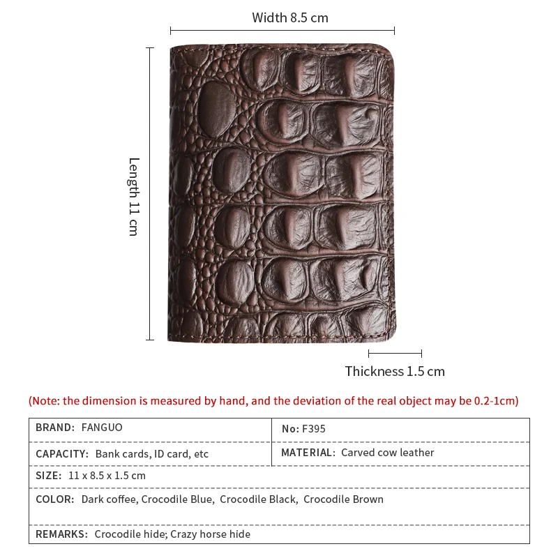 Portefeuille en cuir véritable imprimé crocodile rétro pour homme, porte-cartes de crédit, sac à main fait main, pliable, poche à monnaie mince, planificateur de conducteur