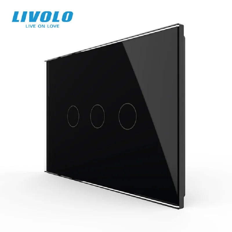Manufacturer, Livolo Wall Switch VL-C903-11,3-gang 110~220V Crystal Glass Panel,AU/US Standard Touch Screen Control Wall Light