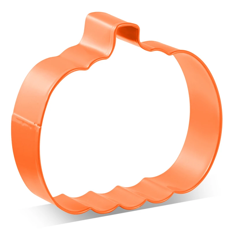 KENIAO Thanksgiving Pumpkin Cookie Cutter - 8.6 X 7.4 CM - Biscuit Fondant Sandwich Mold - Orange Color Coated Stainless Steel