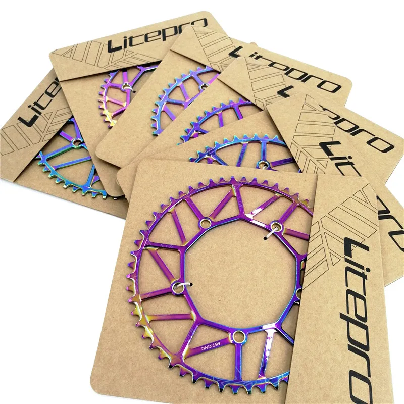 Litepro 130BCD Chainwheel 46T 48T 50T 52T 54T 56T 58T Chainring Titanium-plating 1-8-9-10 Speed Bike Chain Wheel Crankset Parts