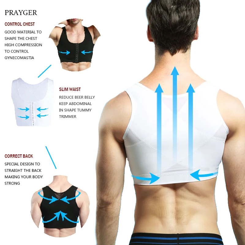 Men Gynecomastia Shaper Slimming Chest Corset Compression Body Building Sleeveless Tops Correct Posture 1219