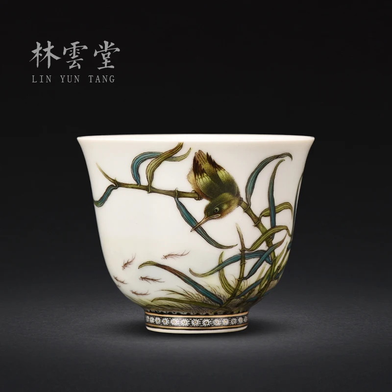 Lin Yuntang master cup single cup ChanCui kung fu tea cups jingdezhen high-grade powder enamel cup sample tea cup