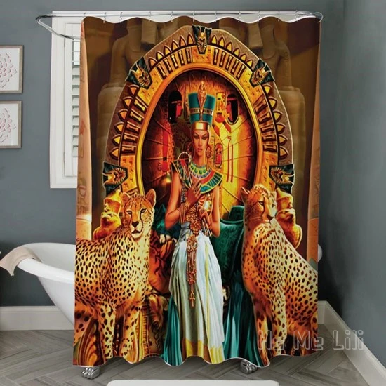 Queen Cleopatra Shower Curtain Waterproof Fabric Bathroom Partition Accessories