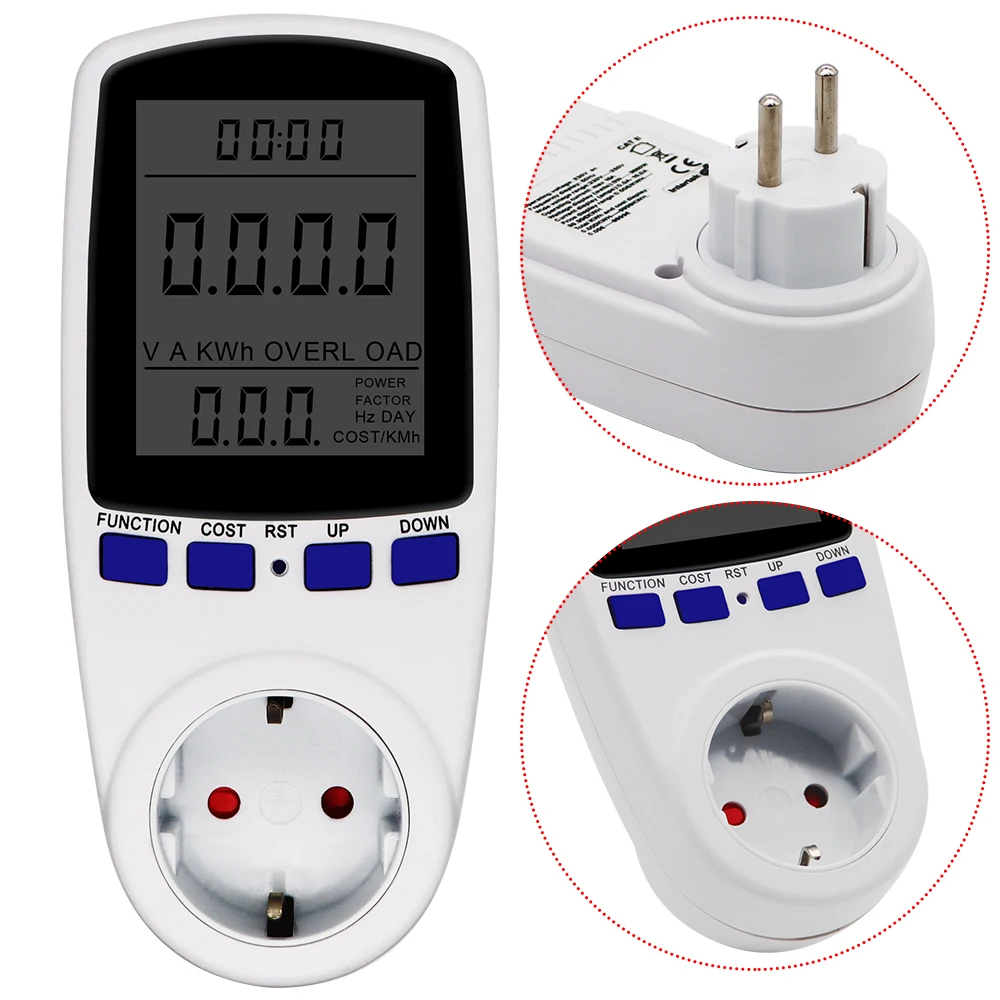 Digitale Lcd Power Meter Wattmeter Socket Wattage Kwh Energie Meten Outlet 220V Ac Eu Overbelasting Bescherming 7 Display Modellen