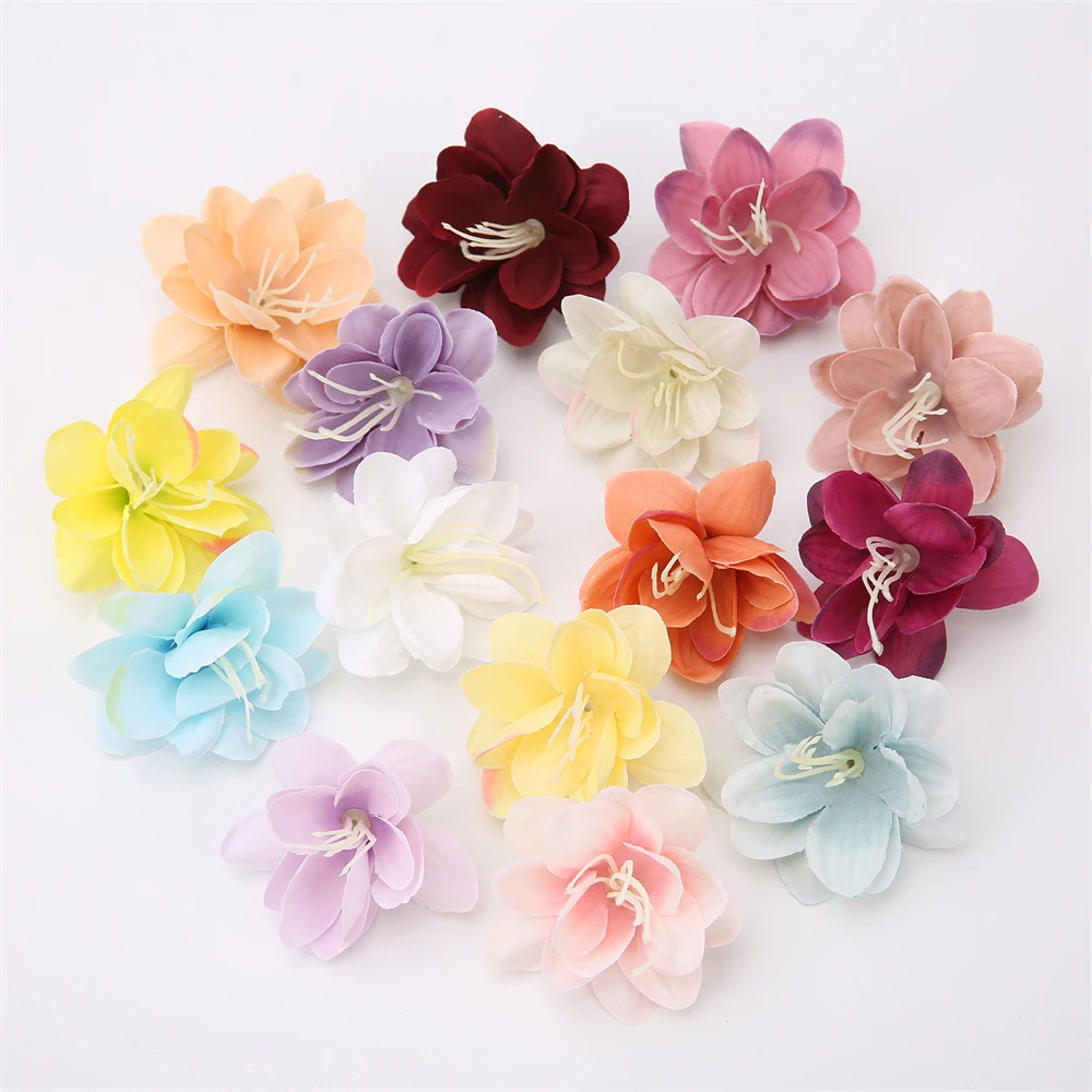 10/20 Pcs Artificial Jasmine Head Flowers Floral White Fabric Flower Head Craft Home Decor Wedding Wreath Crafts Fake Flowers